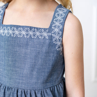 Organic Chambray Sundress with Embroidery - Glamourous Grace