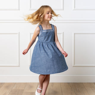 Organic Chambray Sundress with Embroidery - Glamourous Grace