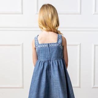 Organic Chambray Sundress with Embroidery - Glamourous Grace