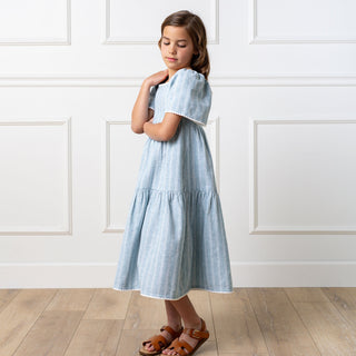 Flounce Sleeve Tiered Linen Dress - By Baano