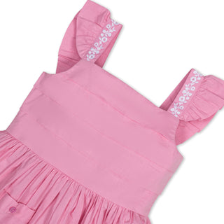 Organic Pleated Apron Dress with Embroidery - Glamourous Grace