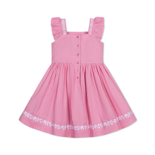 Organic Pleated Apron Dress with Embroidery - Glamourous Grace