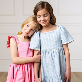 Organic Pleated Apron Dress with Embroidery - Glamourous Grace