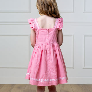 Organic Pleated Apron Dress with Embroidery - Glamourous Grace