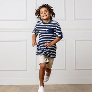 Henley Pocket Tee with Rolled Sleeves - Glamourous Grace