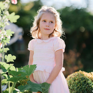 Organic Puff Sleeve Smocked Party Dress - By Baano