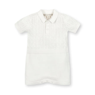 Organic Shortie Cable Sweater Romper - By Baano