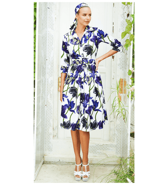 Audrey Dress #1 White Blue Long Dress - By Baano