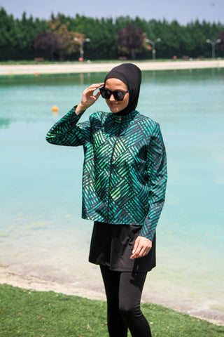 Woven Black Burkini Modest Swimwear M2273 - By Baano