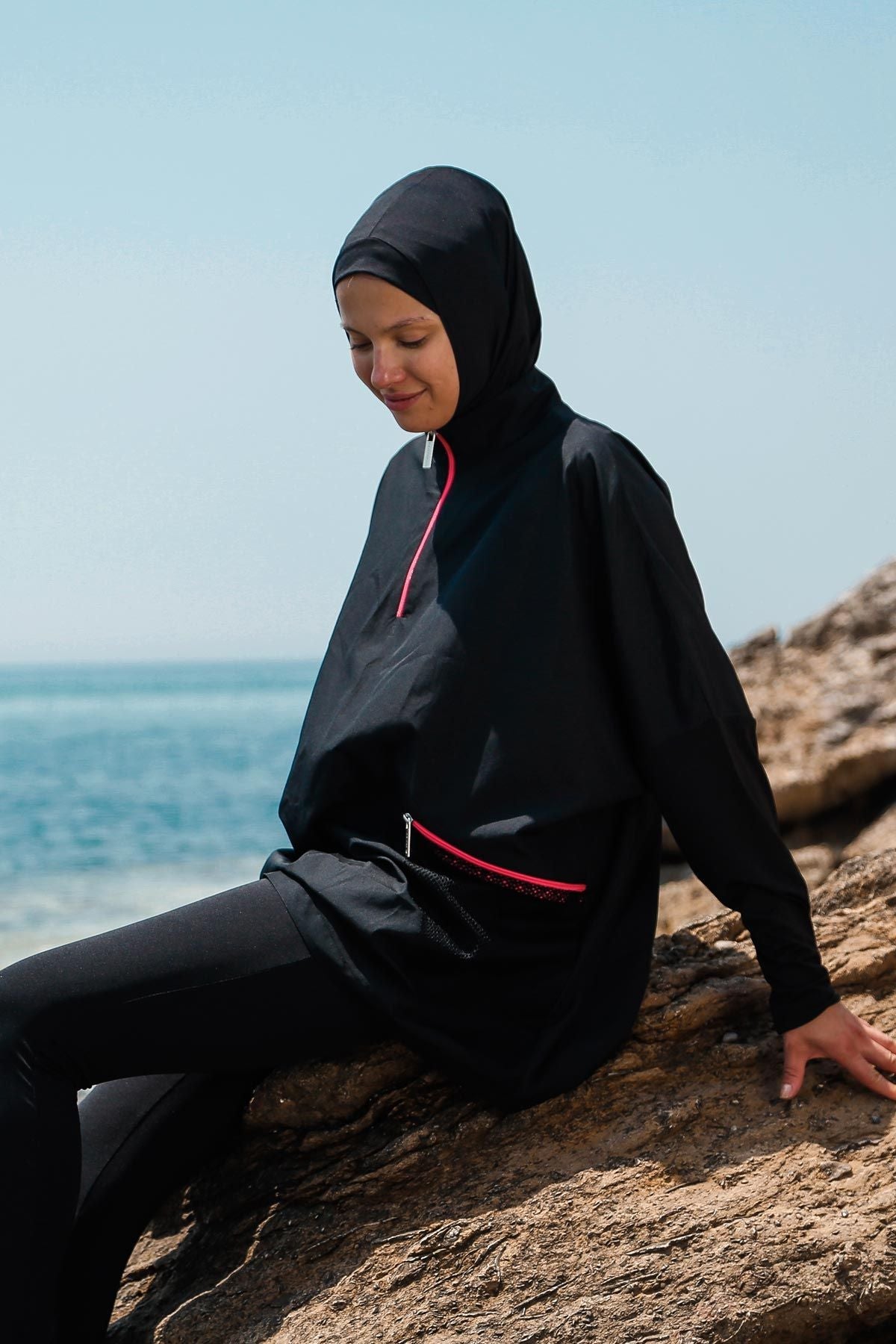 Woven Black Burkini Modest Swimwear M2275 Marina Modest