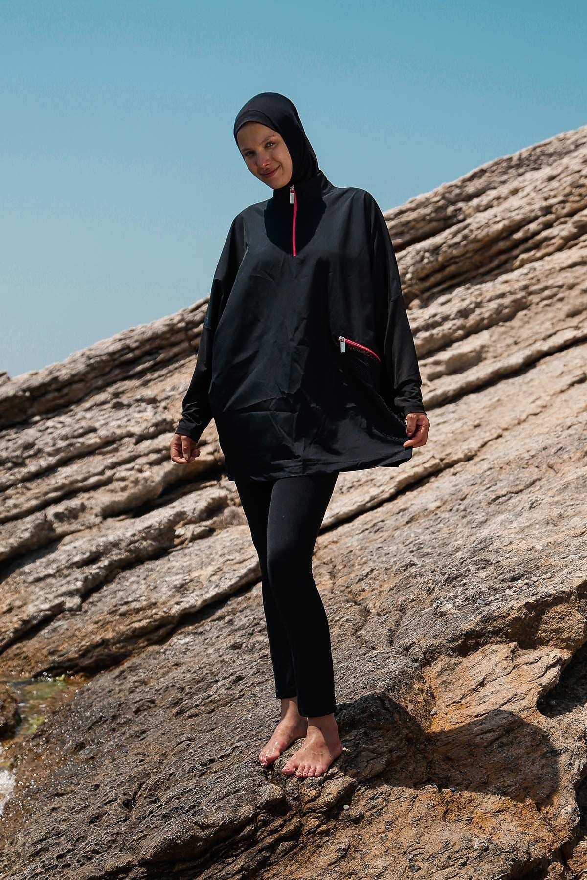 Woven Black Burkini Modest Swimwear M2275 Marina Modest