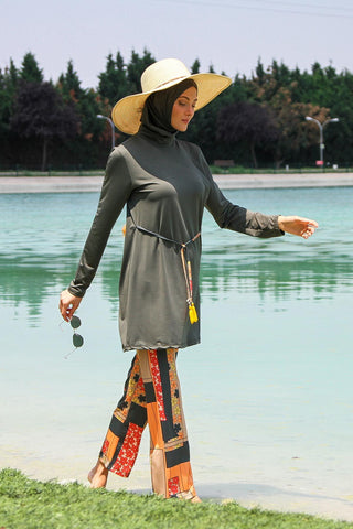 Lycra Khaki Burkini Modest Swimwear M2226 - By Baano