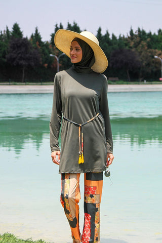 Lycra Khaki Burkini Modest Swimwear M2226 - By Baano