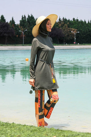 Lycra Khaki Burkini Modest Swimwear M2226 - By Baano