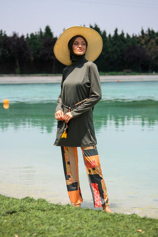 Lycra Khaki Burkini Modest Swimwear M2226 - By Baano