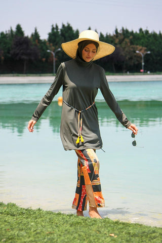 Lycra Khaki Burkini Modest Swimwear M2226 - By Baano