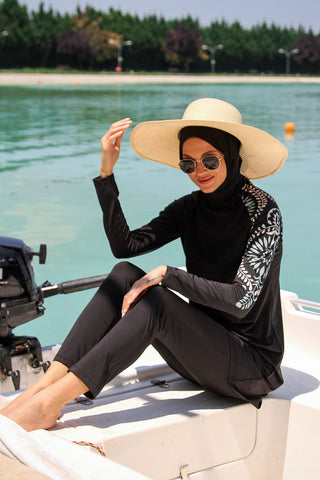 Lycra Black Burkini Modest Swimwear M2225 - By Baano