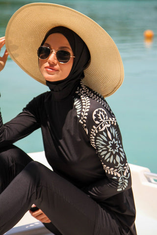 Lycra Black Burkini Modest Swimwear M2225 - By Baano
