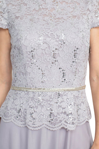 Jackie Jon Boat Neck Short Sleeve Popover Embellished Top Zipper Back Mesh Dress - By Baano