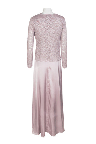 Marina Crew Neck Sleeveless Embroidered Top Zipper Back Solid Satin Dress with Jacket 2 Piece Set - By Baano
