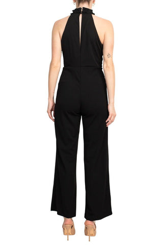 Marina Ruffled Halter Neck Keyhole Back Solid Jumpsuit - Glamourous Grace