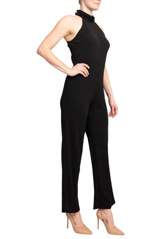 Marina Ruffled Halter Neck Keyhole Back Solid Jumpsuit - Glamourous Grace