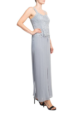 Marina Sweet Heart Neck Sleeveless Back Zipper Wide Leg Jumpsuit With Matching Lace Jacket - Glamourous Grace