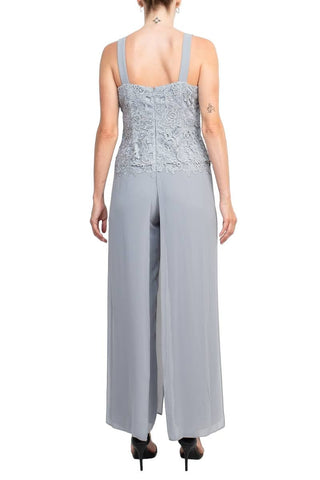 Marina Sweet Heart Neck Sleeveless Back Zipper Wide Leg Jumpsuit With Matching Lace Jacket - Glamourous Grace