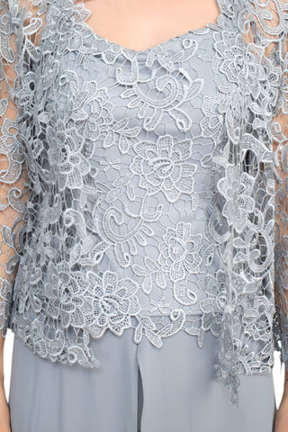 Marina Sweet Heart Neck Sleeveless Back Zipper Wide Leg Jumpsuit With Matching Lace Jacket - Glamourous Grace