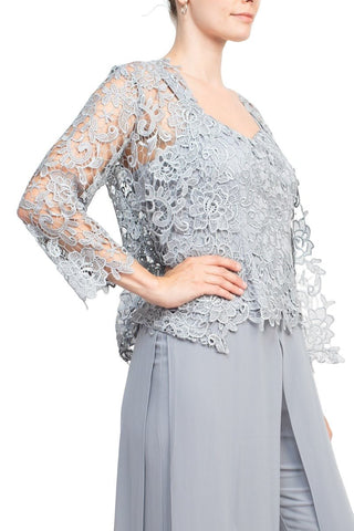 Marina Sweet Heart Neck Sleeveless Back Zipper Wide Leg Jumpsuit With Matching Lace Jacket - Glamourous Grace