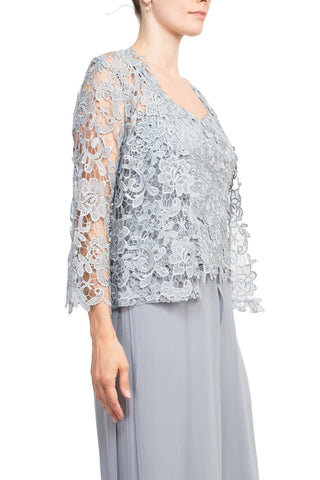 Marina Sweet Heart Neck Sleeveless Back Zipper Wide Leg Jumpsuit With Matching Lace Jacket - Glamourous Grace