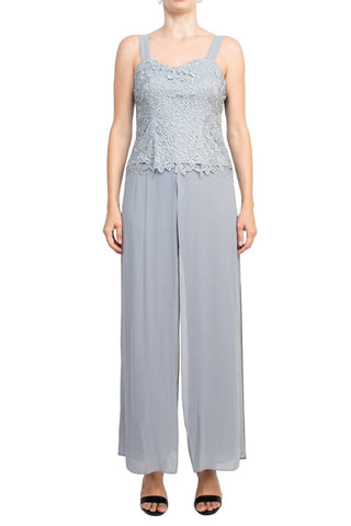 Marina Sweet Heart Neck Sleeveless Back Zipper Wide Leg Jumpsuit With Matching Lace Jacket - Glamourous Grace