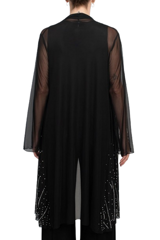Marina Scoop Neck Sleeveless Embellished Scalloped Hem Mock 2 Piece Set with Long Sleeve Embellished Long Bodied Jacket - By Baano