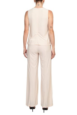 Marina Scoop Neck Sleeveless Embellished Scalloped Hem Mock 2 Piece Set with Long Sleeve Embellished Long Bodied Jacket - By Baano