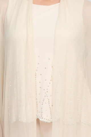 Marina Scoop Neck Sleeveless Embellished Scalloped Hem Mock 2 Piece Set with Long Sleeve Embellished Long Bodied Jacket - By Baano