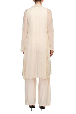 Marina Scoop Neck Sleeveless Embellished Scalloped Hem Mock 2 Piece Set with Long Sleeve Embellished Long Bodied Jacket - By Baano