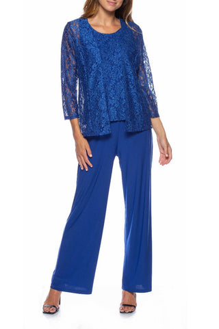 Marina Embellished Scoop Neck Sleeveless Top Elastic Waist ITY Pants with Matching 3/4 Sleeve Jacket (3pc Set) - Glamourous Grace