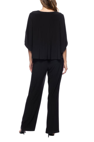 Marina Rhinestone Keyhole Neckline Sleeveless Top with Jacket and Pants