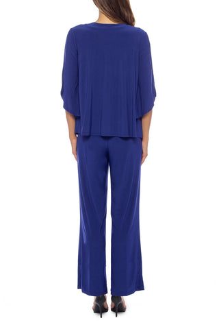 Marina Rhinestone Keyhole Neckline Sleeveless Top with Jacket and Pants