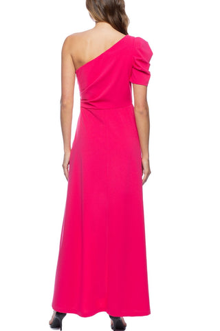 Marina Scuba Crepe One Shoulder Puff Sleeve Overlay Skirt Jumpsuit Dress - Glamourous Grace