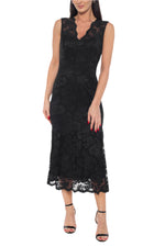 Marina Scallop Lace V-Neck Sleeveless A-Line Midi Dress