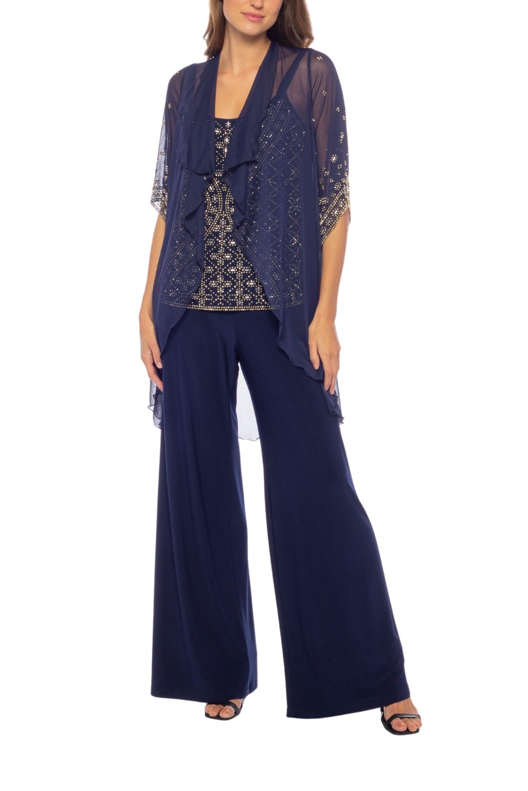 Marina Strap Neck Sleeveless Sequin Bodice Jersey Pants with Jacket - Glamourous Grace