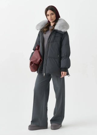 Genuine Blue Fox Down Fill Coat