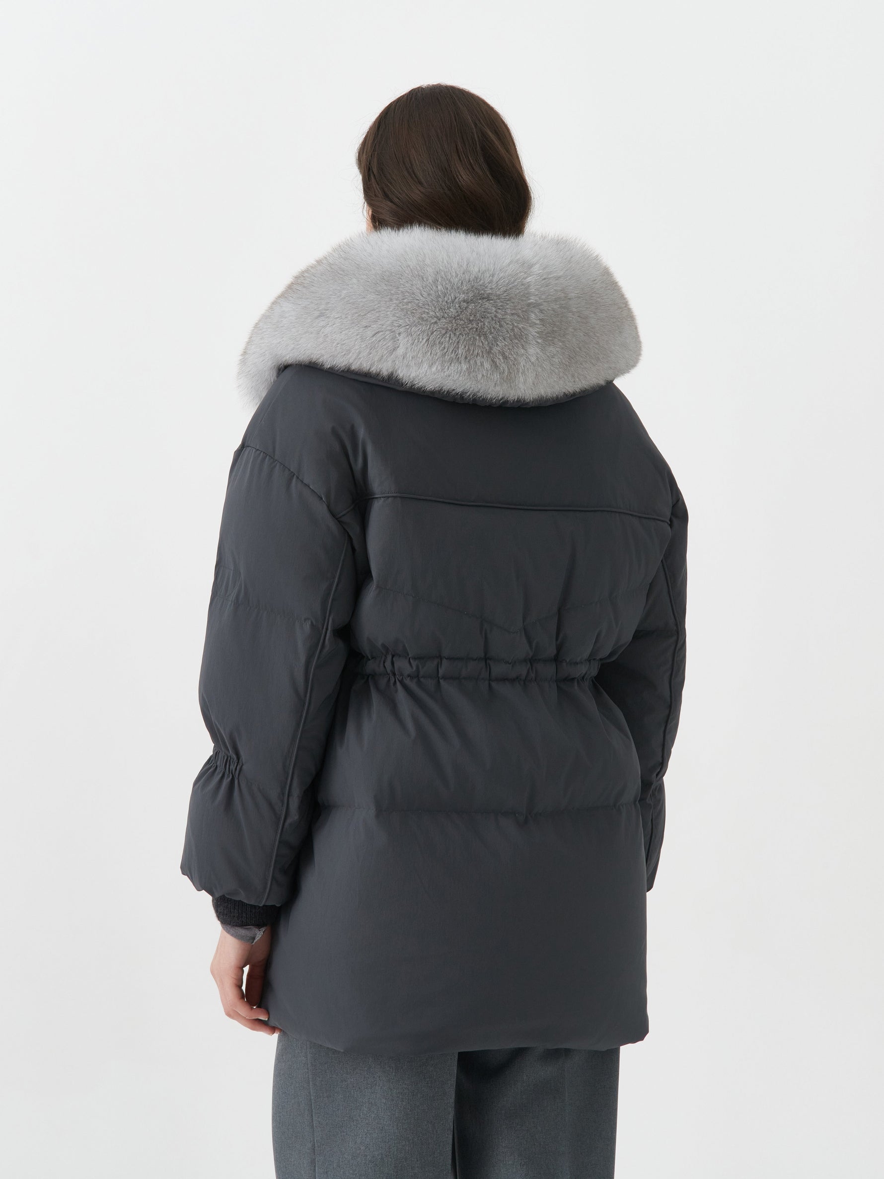 Genuine Blue Fox Down Fill Coat