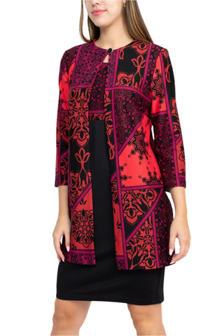 Danny & Nicole Scoop Neck Sleeveless Multi Print Dress with Matching Jacket - By Baano