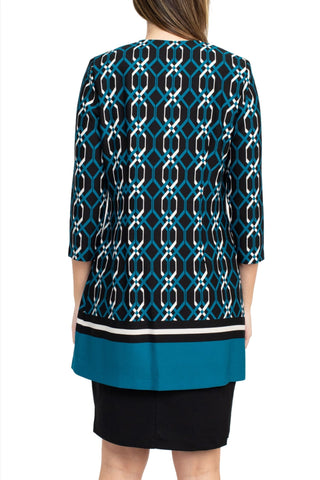 Danny & Nicole Scoop Neck Sleeveless Zipper Back Multi Print Crepe Dress with Matching Jacket - By Baano