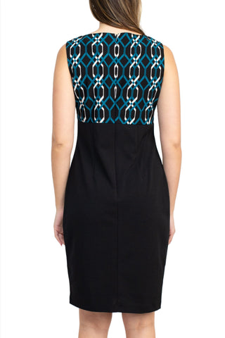 Danny & Nicole Scoop Neck Sleeveless Zipper Back Multi Print Crepe Dress with Matching Jacket - By Baano