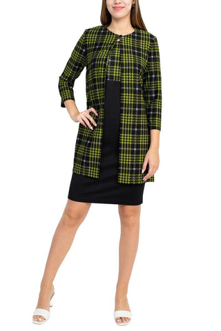 Danny & Nicole Scoop Neck Sleeveless Zipper Back Multi Print Knit Dress with Matching Jacket - Glamourous Grace
