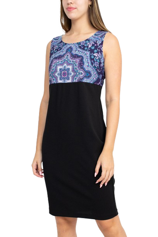 Danny & Nicole Scoop Neck Sleeveless Zipper Back Multi Print Crepe Dress with Matching Jacket - By Baano