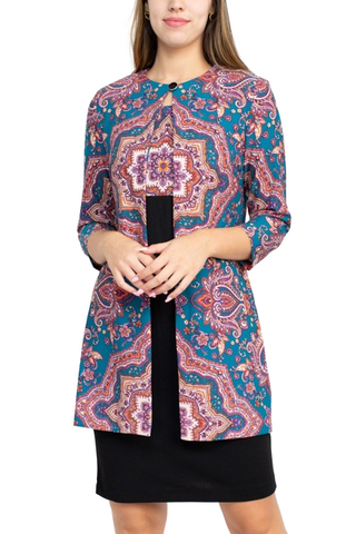 Danny & Nicole Scoop Neck Sleeveless Zipper Back Multi Print Crepe Dress with Matching Jacket - By Baano